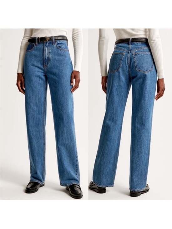 Abercrombie & Fitch Denim - Abercrombie & Fitch Straight Leg Jeans  Loose High Rise Classic Blue curve love